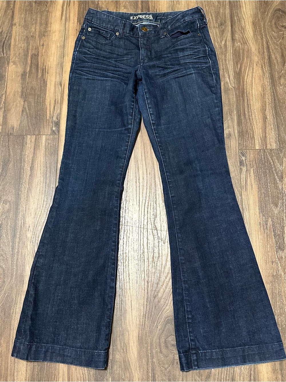 Express Women’s Eva Fit & Flare Dark Blue Jeans 4L 4 Long